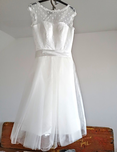 White vintage tea length - white, tulle