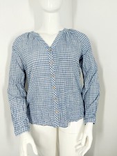 MANTARAY Size 18 - Blue & White Check Button Front 100% Cotton Blouse - SUMMER