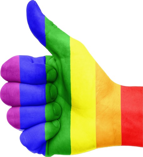 Gay pride rainbow hand thumbs - pride,