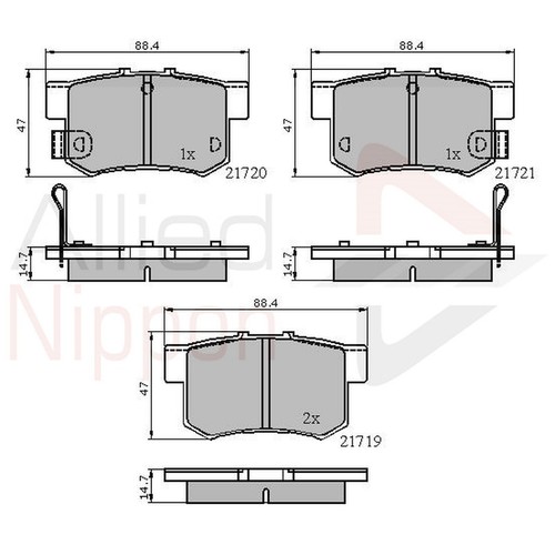 Brake pads set for - for, honda