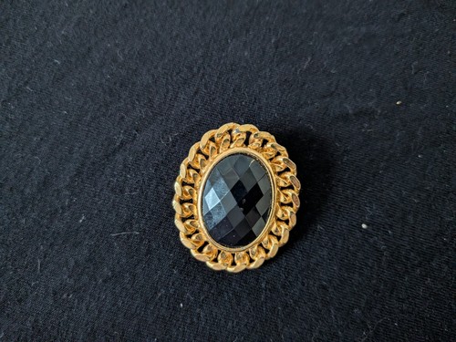 Vintage goldtone black glass - vintage,