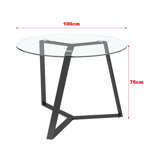 100cm round glass dining table - round,