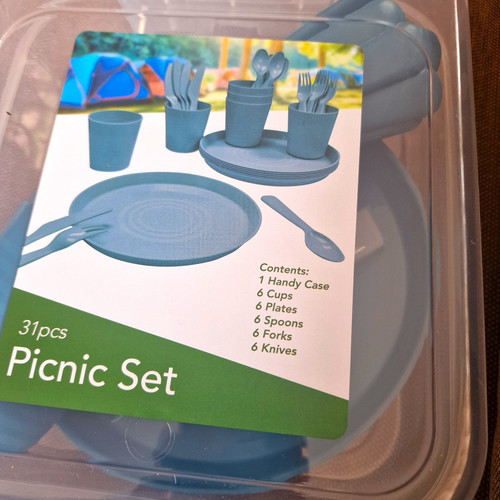 31pc blue plastic picnic - plastic,