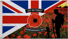 Lest We Forget Remembrance Day Union Jack Polyester 5'x3' Flag