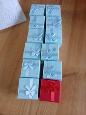 8 x Jewellery Gift Boxes for Rings Green Ribbon Bow with Inserts - 40 x 40 x 30