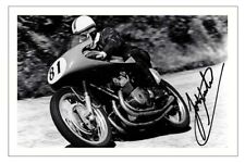 JOHN SURTEES Signed Autograph PHOTO Fan Gift Signature Print MOTORBIKE Racing