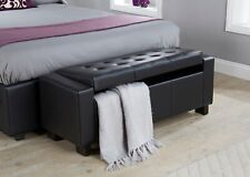 Verona Ottoman Seat Luxurious soft Black Faux Leather storage Bedding Box GRADED