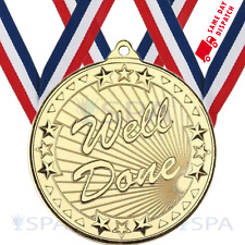 GOLD WELL DONE MEDAL 35th 40th 45th 50th 60th WEDDING ANNIVERSARY ENGRAVED