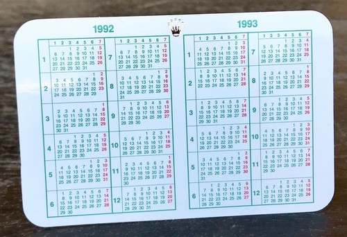 Rolex 1992 1993 calendar - 1993,