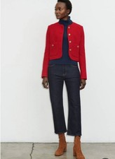 ME+EM Jacket Red Bouclé Crop