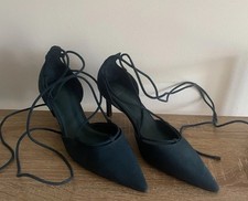 Next Teal Blue/Green Forever Comfort® Point Toe Wrap Heels -BNWT