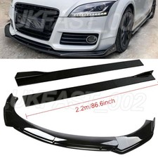 Front Bumper Lip Spoiler Splitter + Side Skirts Black For Audi TT 2006-2014 UK