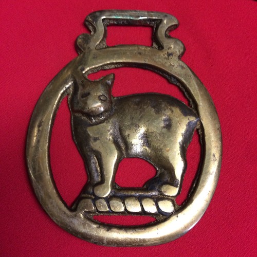 Vintage horse brass cat - horse,