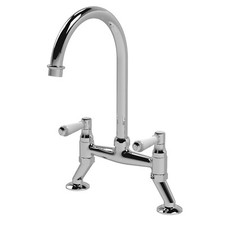 Nuie Traditional Bridge Kitchen Sink Mixer Tap Topaz Lever Handles 2 Tap Holes