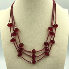 Red Festoon Necklace Dark Red Beads Retro Festival Disco Gothic Drape Party