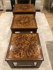 nest of 3 wood tables vintage
