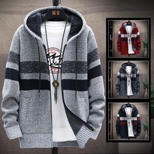 Mens Hoodie Knitted Cardigan