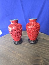 2 Vintage Chanese Cinnabar