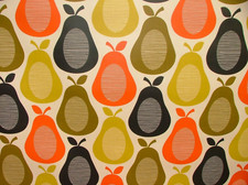 Orla Kiely PVC Fabric Scribble Pear Multi  Vinyl Tablecloth Sold By The Metre