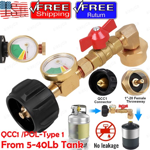 Propane refill adapter gauge - adapter, w/gauge