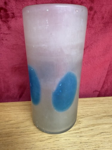 Frosted glass vase blue - frosted,