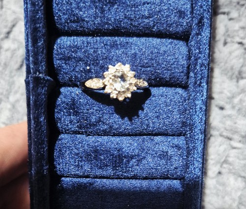 Aquamarine and diamond - diamond, ring