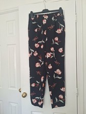Black Floral Trousers Primark
