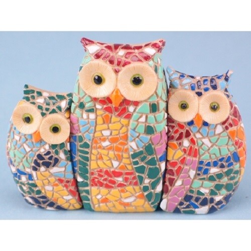 Set mosaic owls ornament - set, of