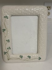 Belleek Frame Shamrock Lattice Holds 5 X 7 Photo Porcelain Hand Painted Ireland