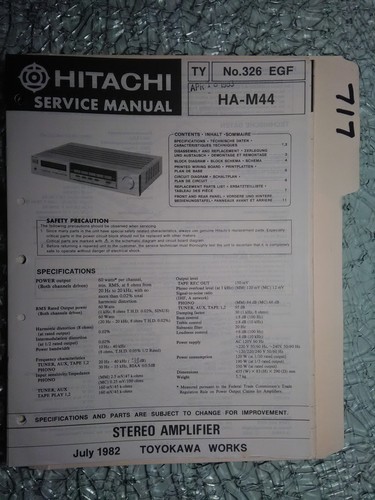 Hitachi m44 service manual - ha-m44,