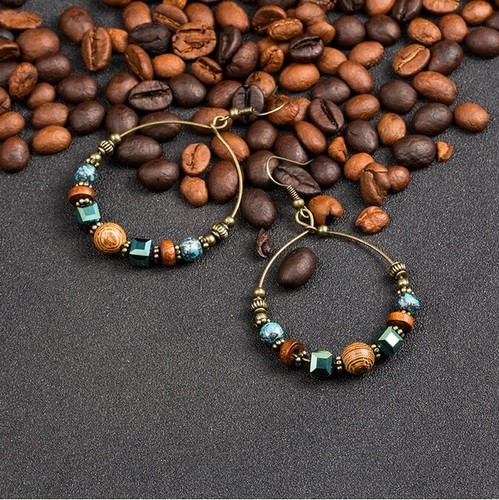 New boho dangle hoop - new, earrings