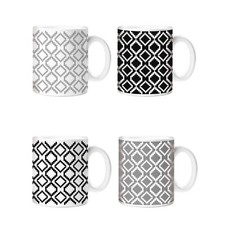 Set Of 4 Mugs Black And White