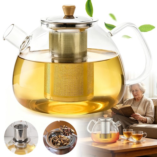 Clear glass teapot with - clear,