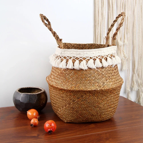 Foldable wicker storage basket - wicker,