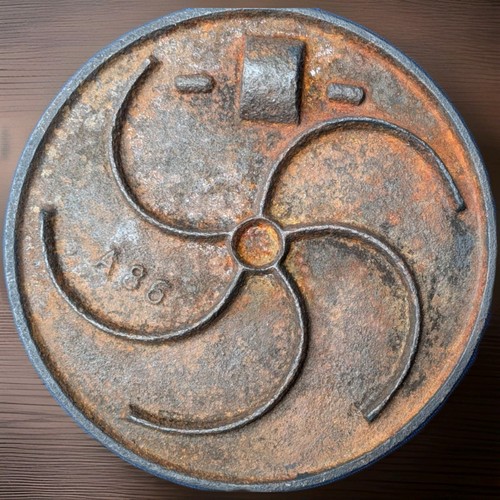Antique cast iron stove lid - cast,