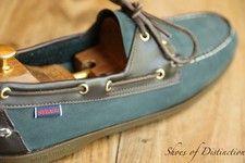 Sebago Blue Nubuck Leather Boat Deck Shoes Mens UK 11.5 US 12 EU 45.5