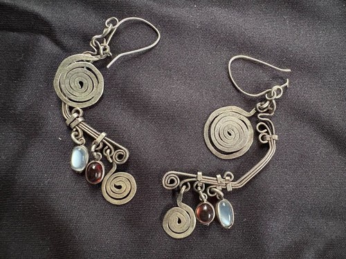 Silver garnet and moonstone