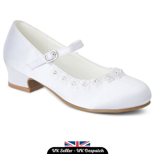 Girls white satin communion - satin,