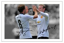 WAYNE ROONEY JUAN MATA Signed Autograph PHOTO Signature Print MANCHESTER UNITED