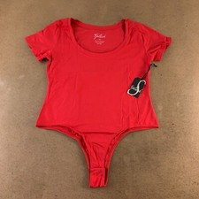 Splash Juniors Plus Size 2X Red Short Sleeve Scoop Neck Bodysuit NWT 