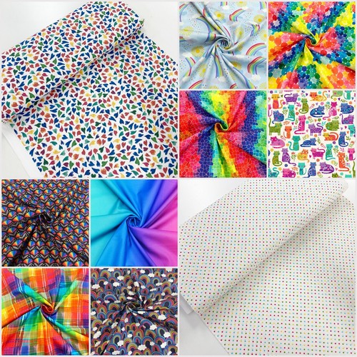 Rainbow cotton fabric - cotton,