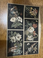 Victorian Decoupage German Flowers On Dark Background Scrapbooking Page