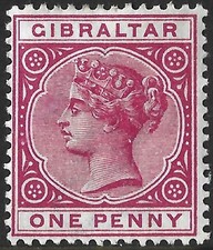 Gibraltar 1886-87 QV 1d Rose