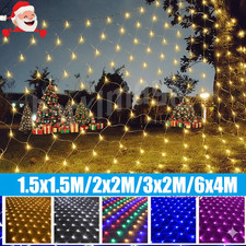 LED String Fairy Net Lights Mains Christmas Curtain Mesh Lights Outdoor Garden