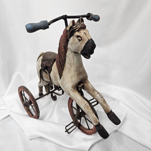 Antique carved wooden horse - wooden,
