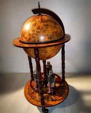 Vintage Wine Bar Antique Globe Drinks Minibar Trolley Cabinet Home itzcominghome
