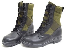 German Army Black Leather Boots Canvas Upper Military Surplus Combat Boot Jungle
