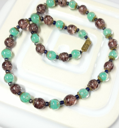 Vintage green glass - green, bead