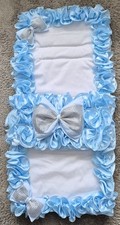 Romany Baby Pram/Pushchair Cosytoes Footmuff Frilly Blue Ribbon Bling