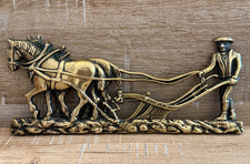 VINTAGE BRASS HORSE & PLOUGH